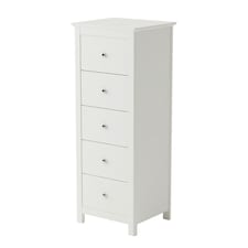 Core Products Nairn White 5 Drawer Narrow Chest Of Drawers H114.2cm x W45cm x D40cm White