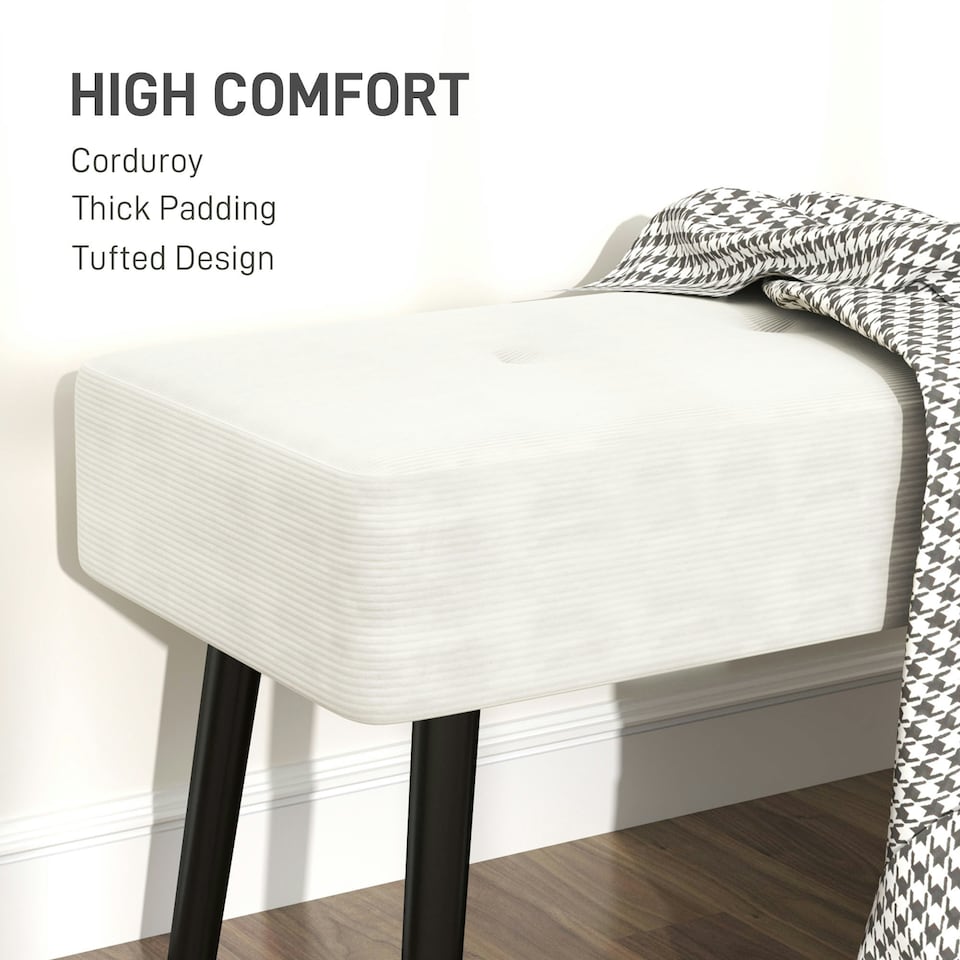 image 1 of HOMCOM End of Bed Bench with Thick Padding for Entryway, Cream White