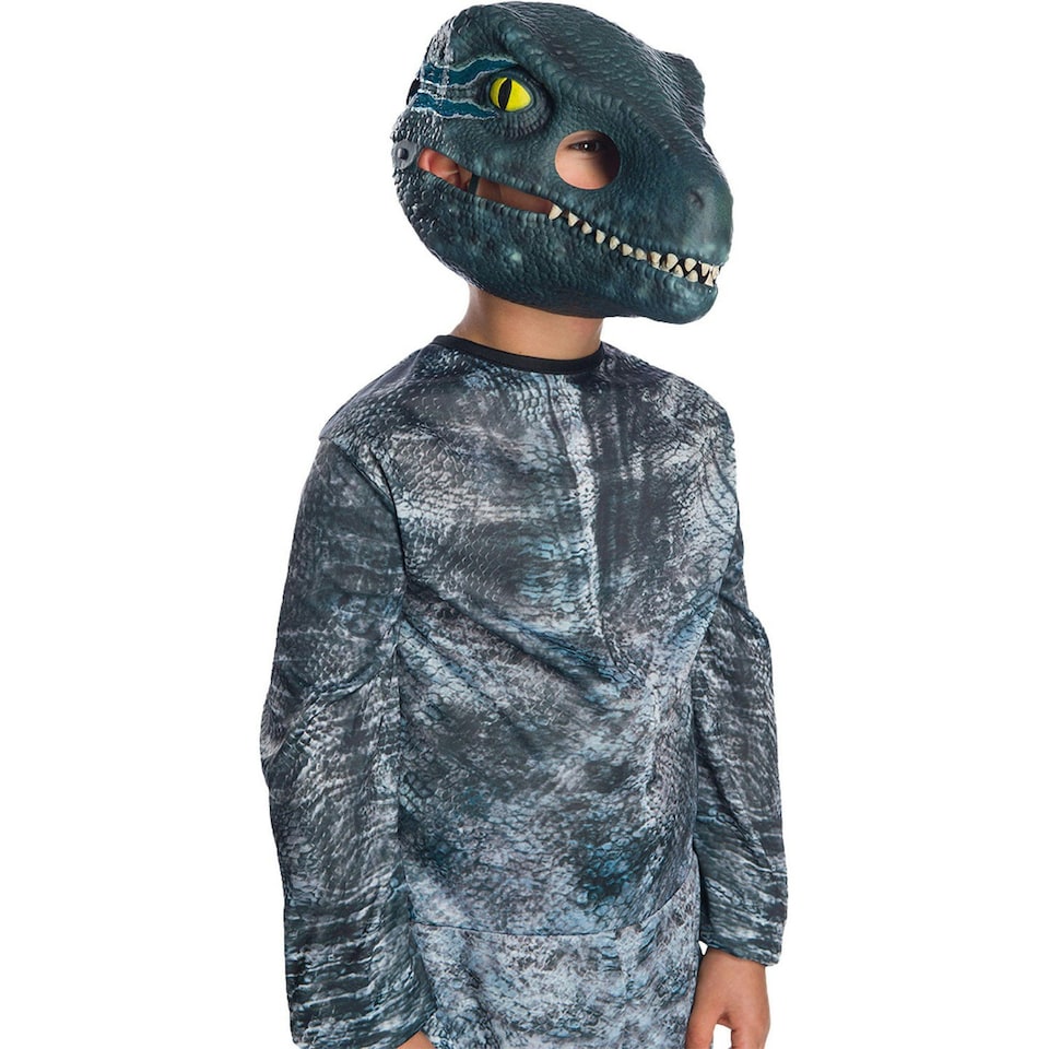 image 1 of Jurassic World Velociraptor Movable jaws Mask - Blue - One Size