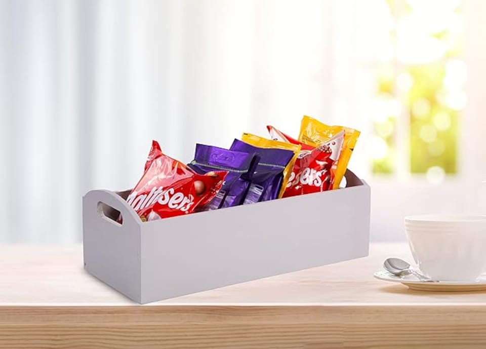image 1 of Wickerfield Set of 2 Wooden Storage Boxes with Cutout Handles, Kitchen and Desk Organisers