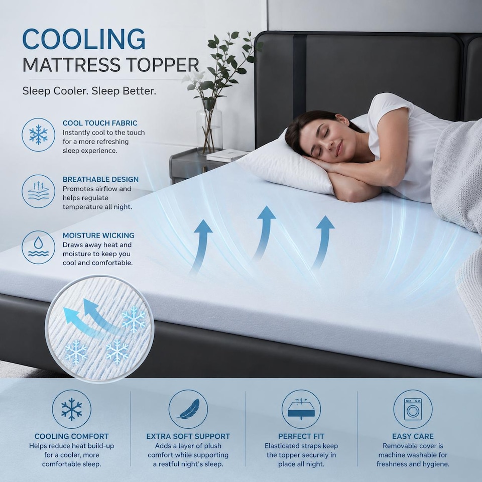 image 1 of Ezysleep 5cm Cooling Hydro Foam Mattress Topper Pressure Relieving Design Soft Comfort