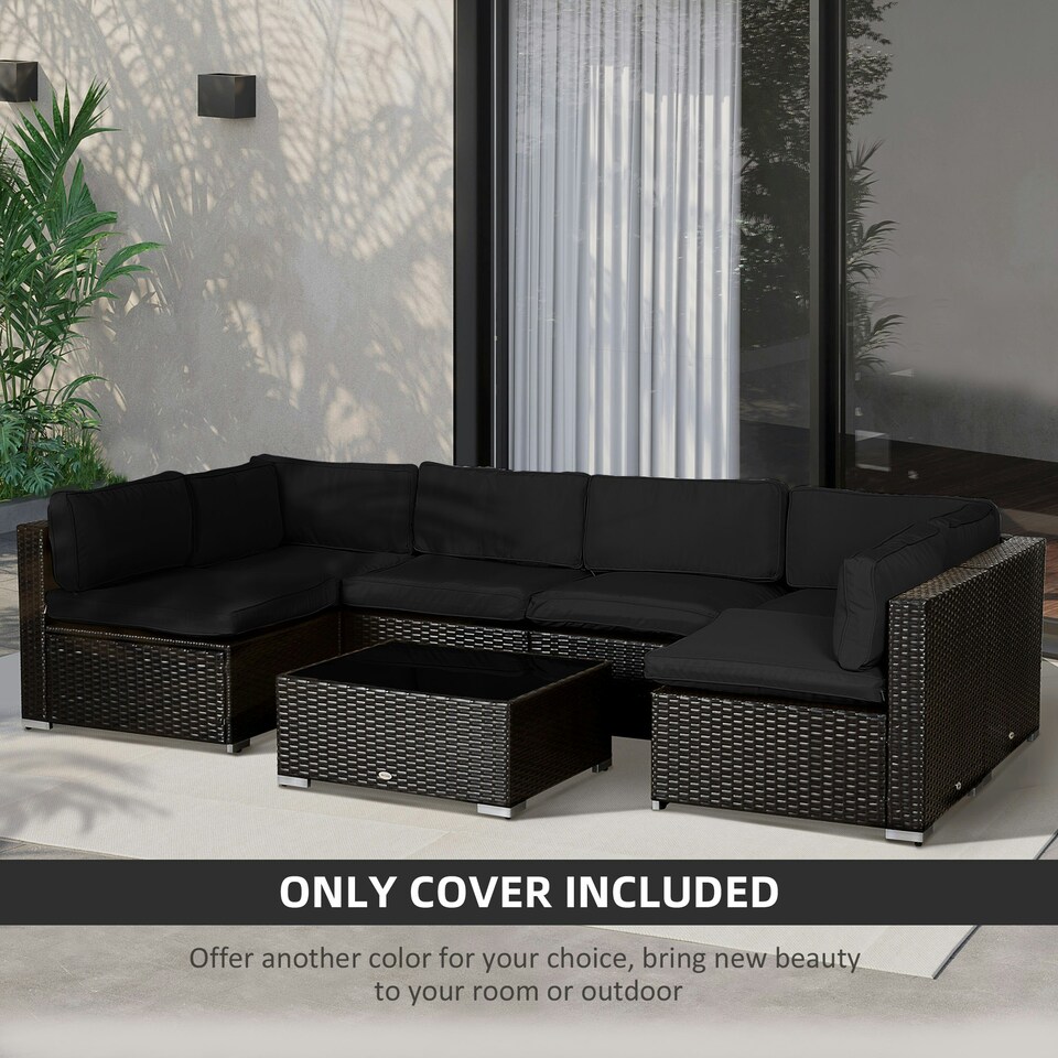 image 1 of Outsunny Garden Rattan Sofa Set Polyester Cover Replacement No Cushion