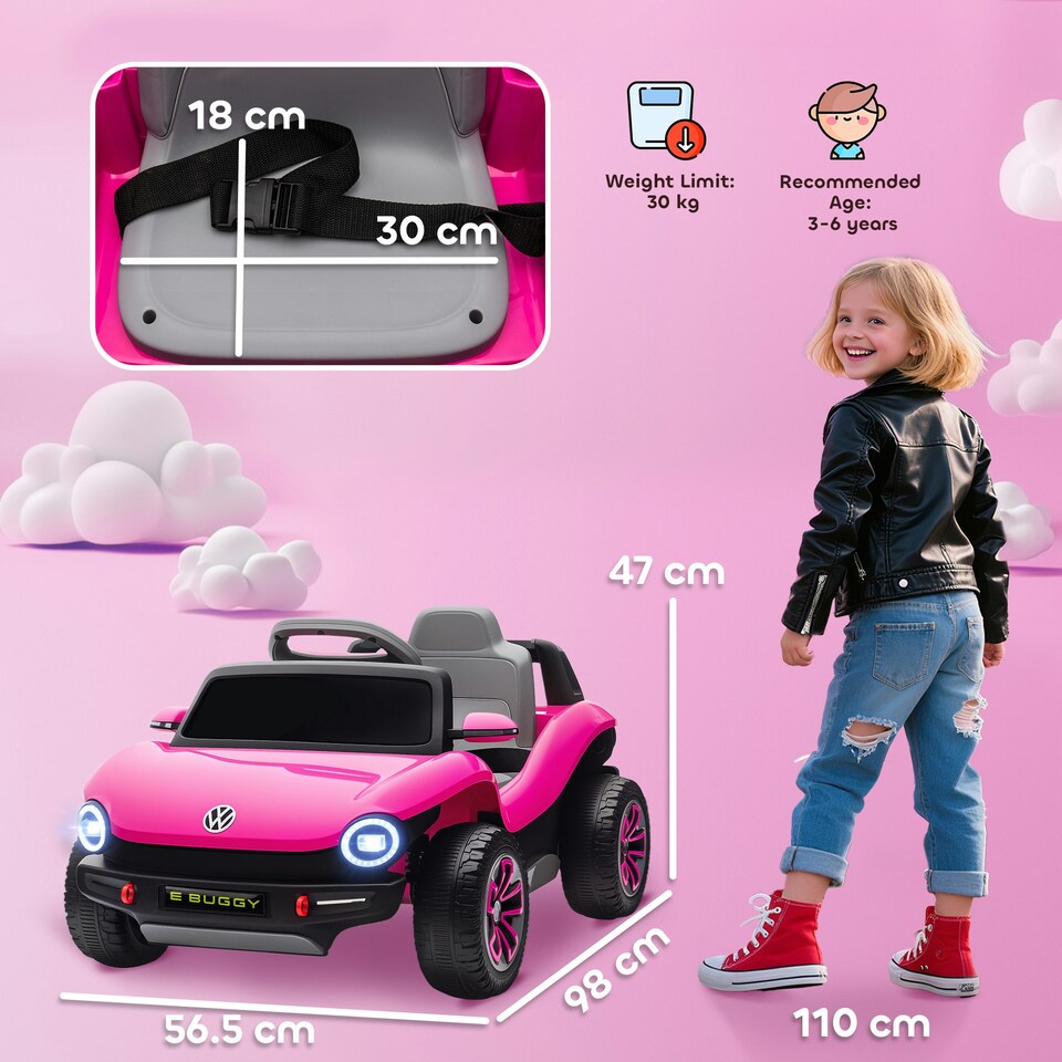 image 1 of AIYAPLAY Volkswagen Licensed Kids Electric Car w/ Remote, Suspension, Pink