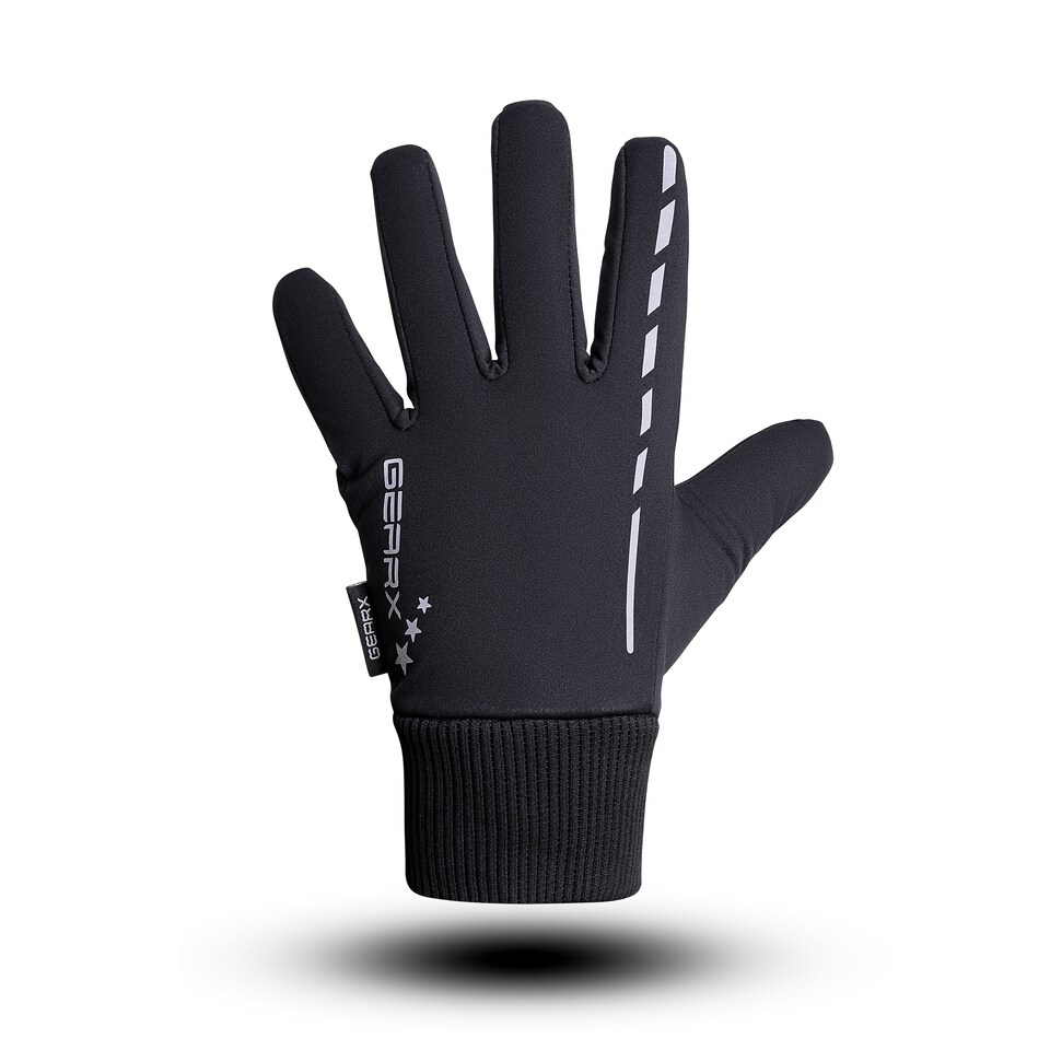 image 1 of Cycling Gloves Skiing Outdoor Thermal Water repellent Reflective Mountain Bike | Black | 2XL