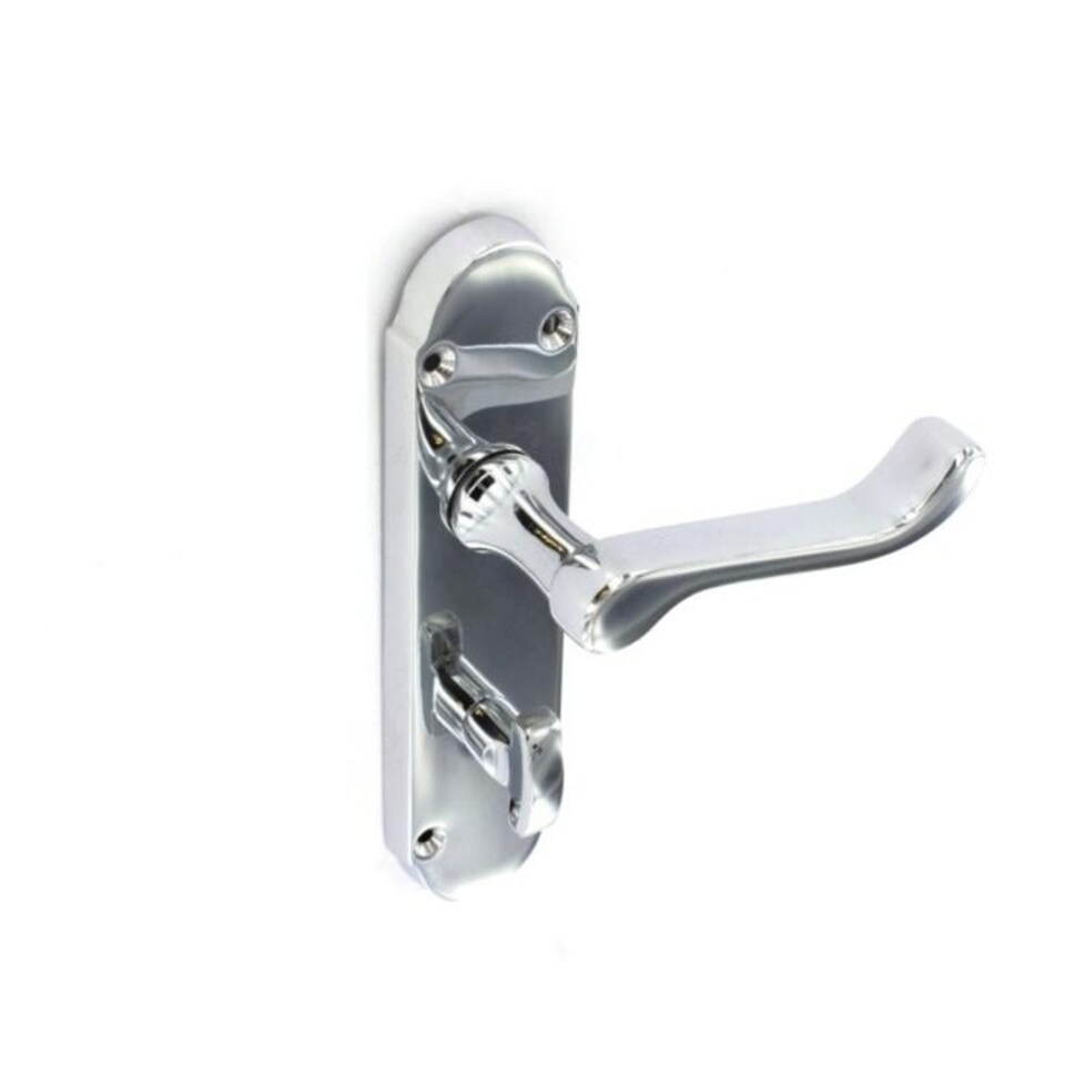 Securit Chrome Shaped Bathroom Handles (1 Pair) - Silver - 170mm