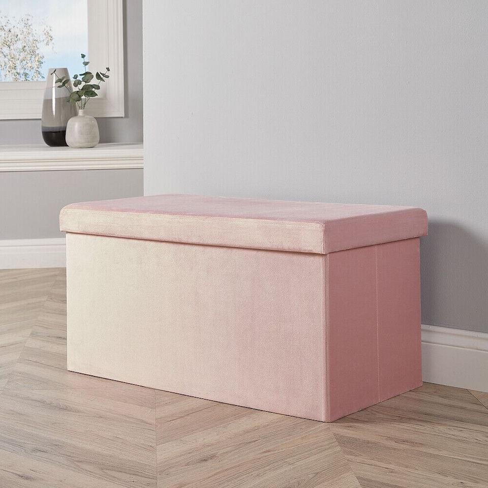 image 1 of Large Folding Ottoman Chest Velvet Fabric Solid Storage Space Saving | Multi | Multicoloured
