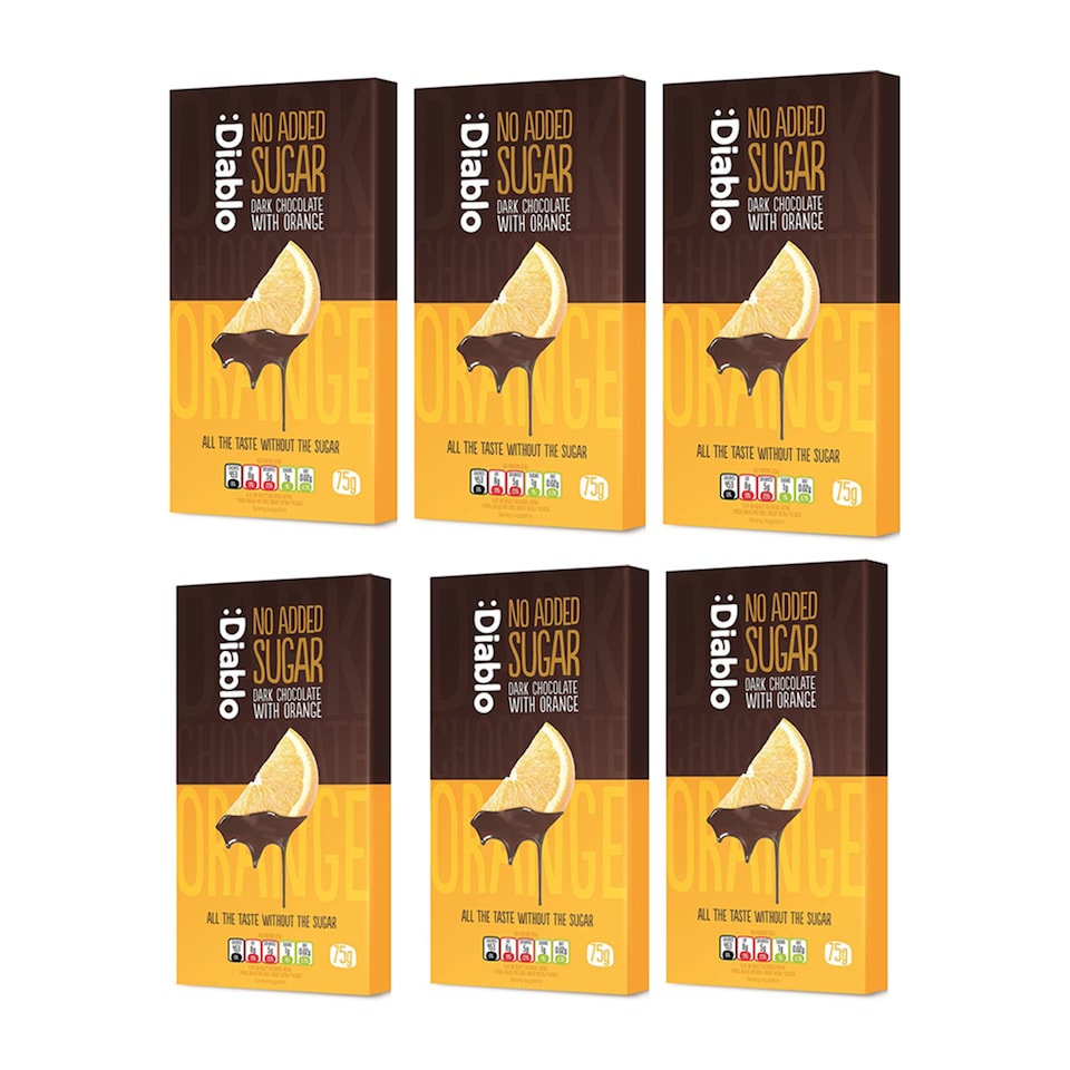 image 1 of Diablo No Added Sugar Dark Chocolate with Orange 75g 6 Pack