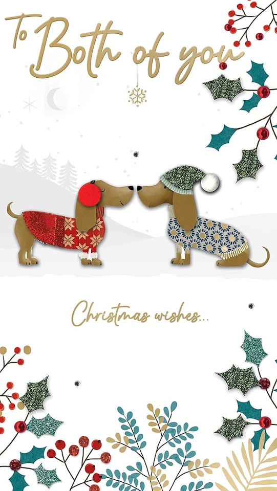 image 1 of Dachshund Embellished Hand-Finished Both Of You Christmas Card