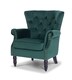 image 4 of Velvet Emerald Green Liana Accent Wingback Chair