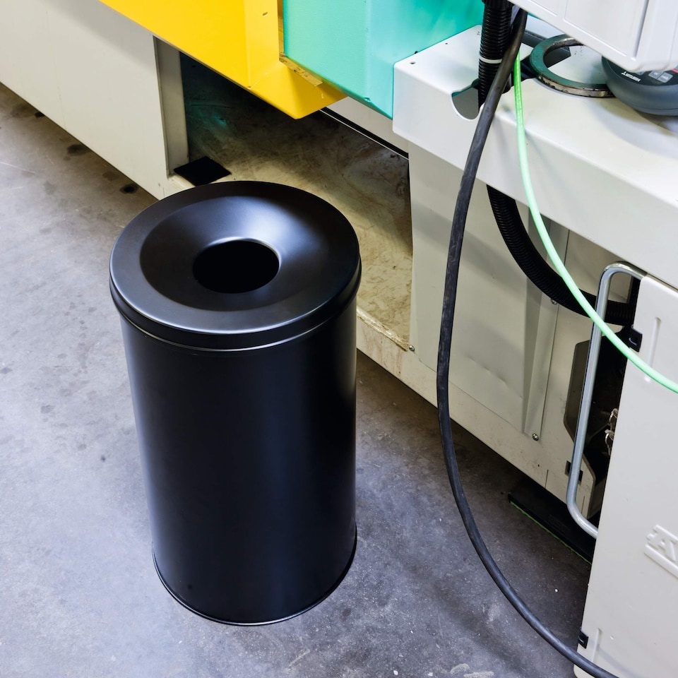 image 1 of Durable Fire Extinguishing Metal Waste Bin | TUV Certified | 60L | Black