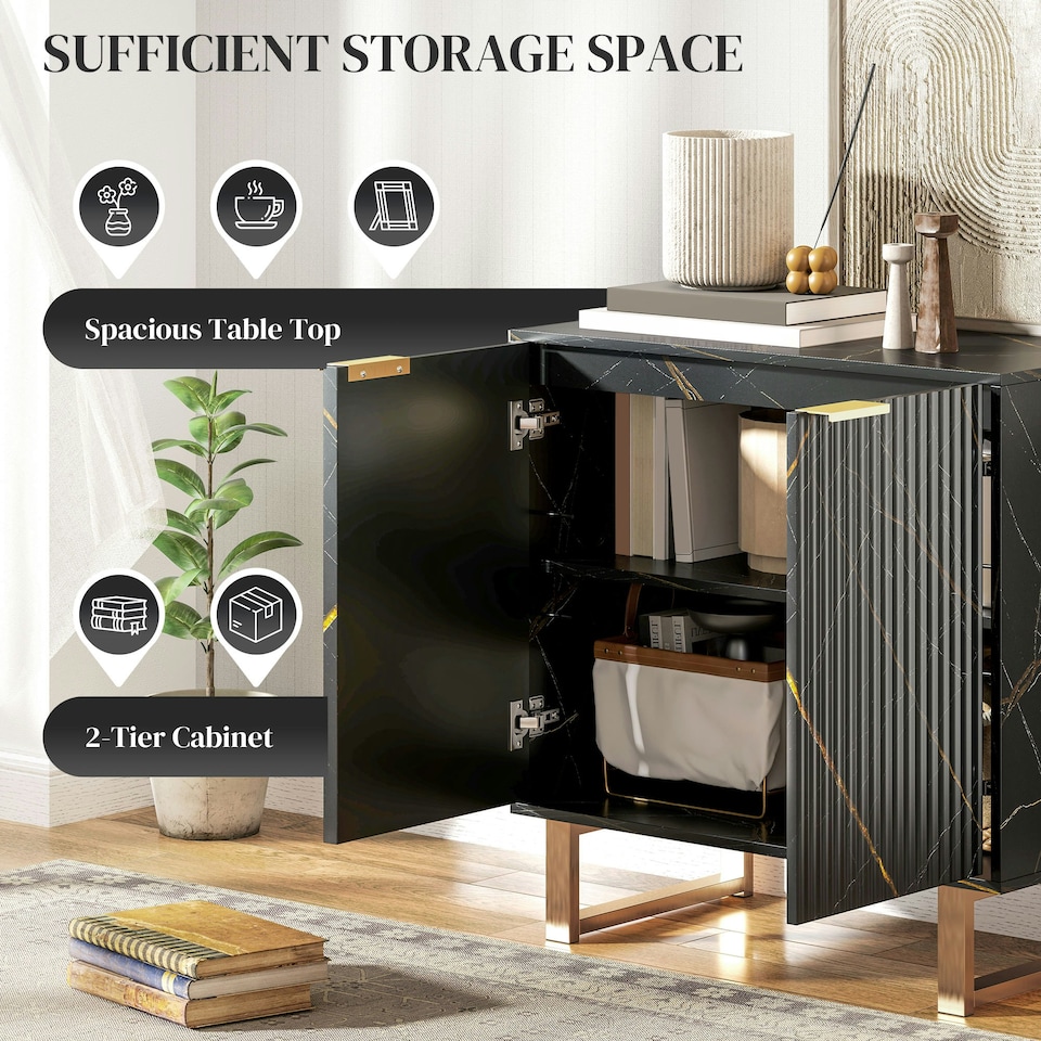 image 1 of HOMCOM Sideboard, Buffet Cabinet with 2 Doors and Adjustable Shelves, Black Black