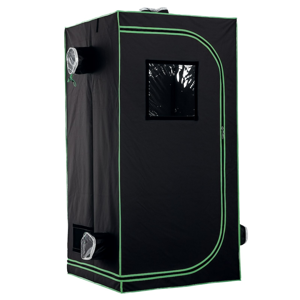 image 1 of Outsunny Mylar Hydroponic Grow Tent w Floor Tray for Indoor Plant 80x80x160cm