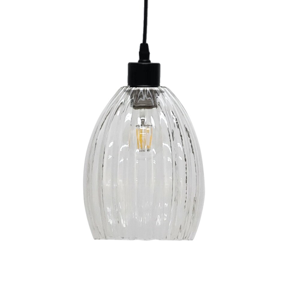 image 1 of Birch - Clear Fluted Glass Easy Fit Pendant Shade | Clear | Small | 1
