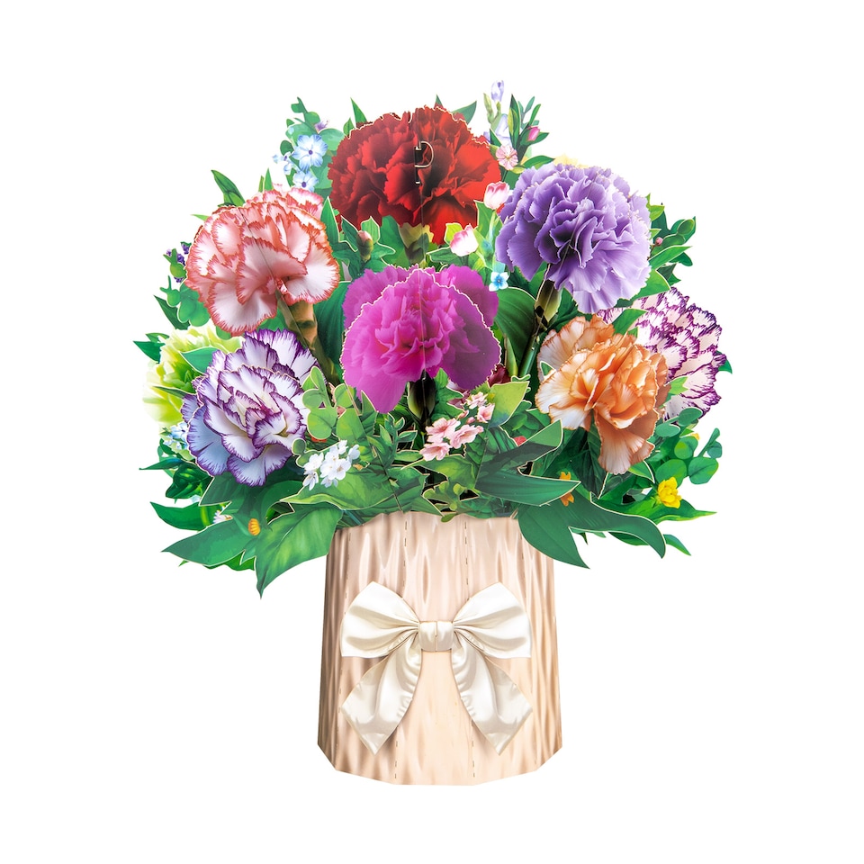 image 1 of Elegant Carnation Bouquet Gift Design 3D Pop Up Greeting Card