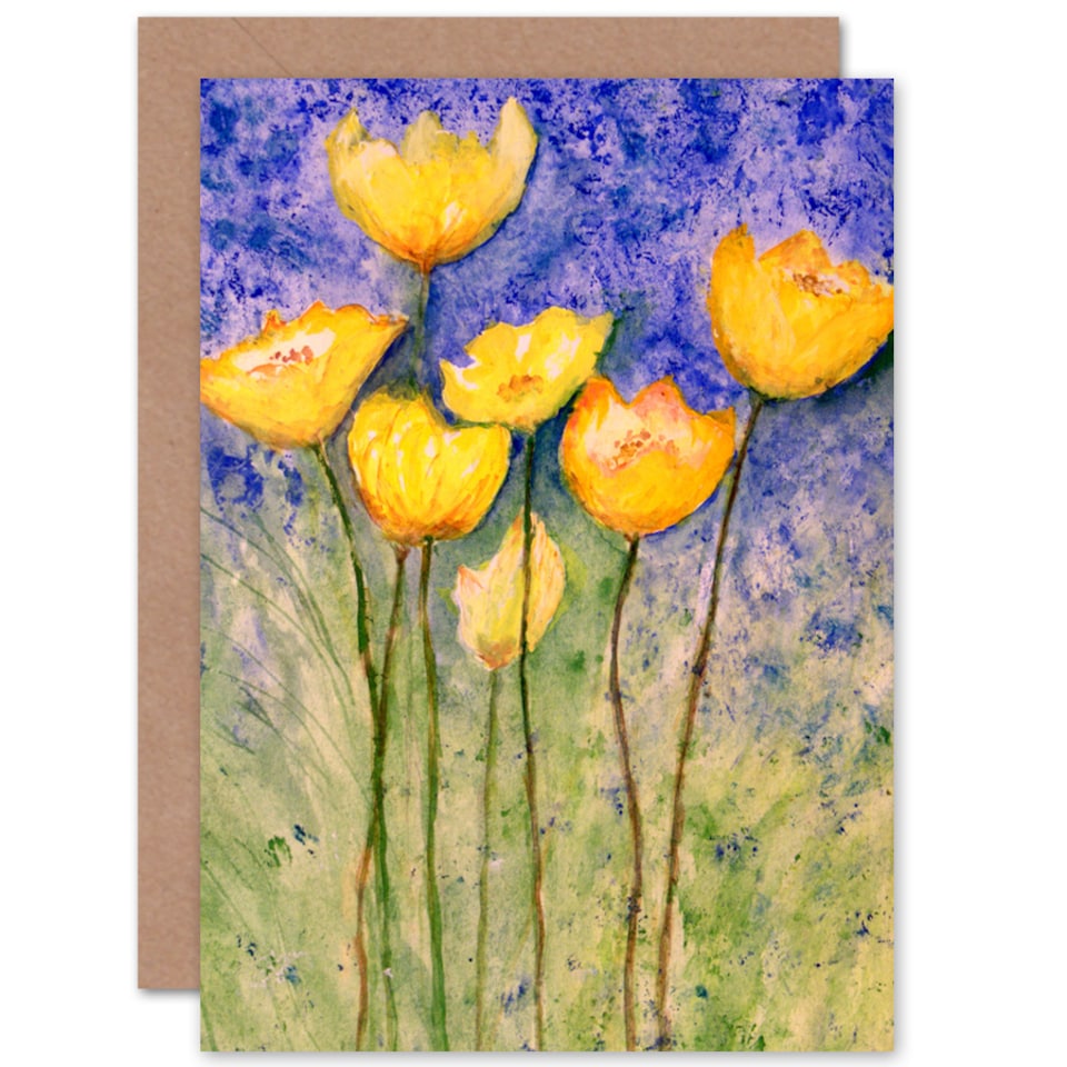 image 1 of Flower Yellow Tulips Greetings Card