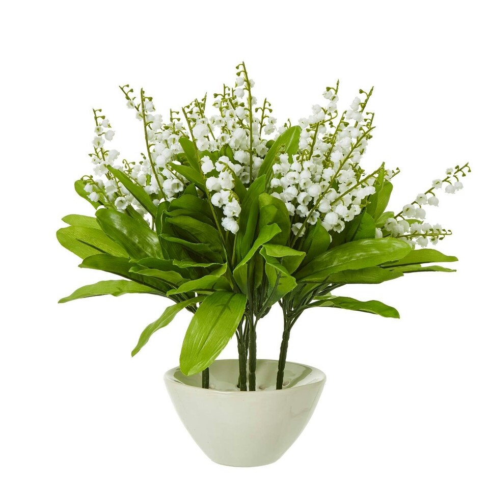 image 1 of Hill Interiors Lily Of The Valley Artificial Flower - White/Green - One Size