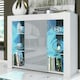 image 5 of Sideboard 97.5cm Grey Gloss Door White Matt Body Glass Shelves Free LED White | Grey