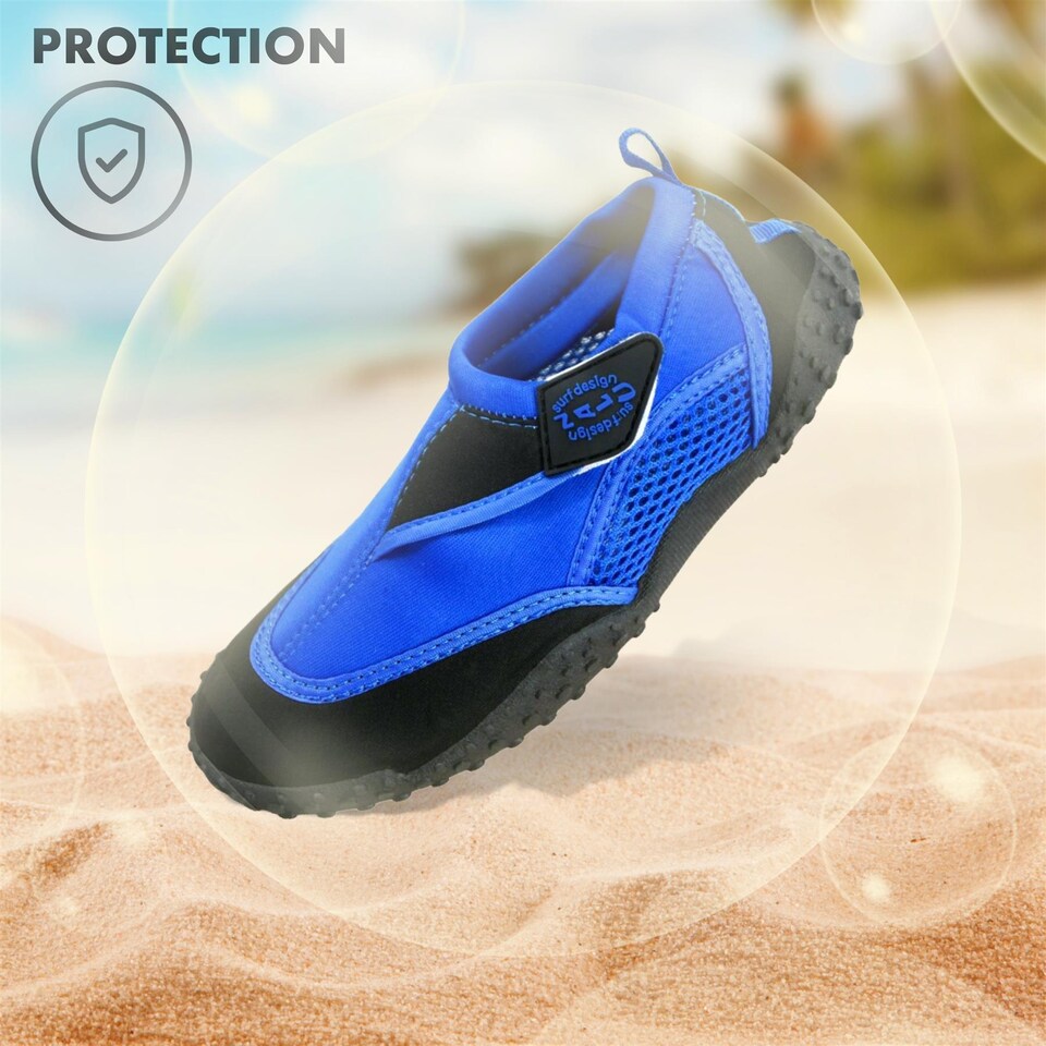 image 1 of GEEZY Aqua Water Shoes, Unisex, Beach Surfing - Blue & Black, UK Adult 3