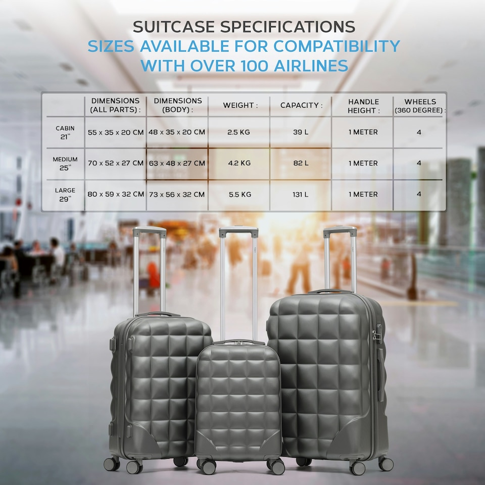 image 1 of Flight Knight Bubble Suitcase Ryanair easyJet Jet2 Approved 8 Wheel Hardcase Suitcases Cabin or Medium & Large Check-in Sizes | Grey | Anthracite | Medium