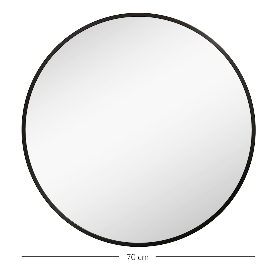 image 1 of HOMCOM Round Bathroom Mirror, Modern Wall Mirror Aluminium Frame, 70 x 70cm