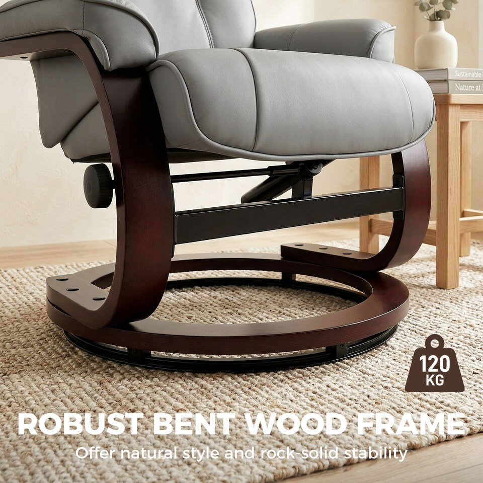 image 1 of HOMCOM Recliner Chair with Footstool, Swivel Recliner Armchair