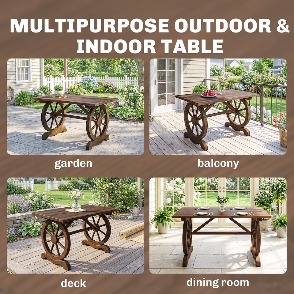 image 1 of Outsuny Outdoor Coffee Table Dining Table Patio Display Desk Natural Fir Wood