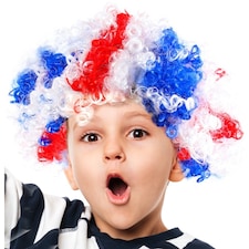 Pack of 12 Union Jack Curly Wig Red | One Size