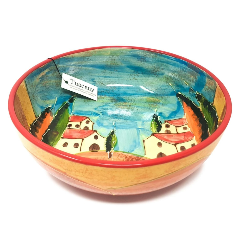 image 1 of Verano Spanish Ceramics Tuscany Village Large Fruit Bowl - 28cm Multi