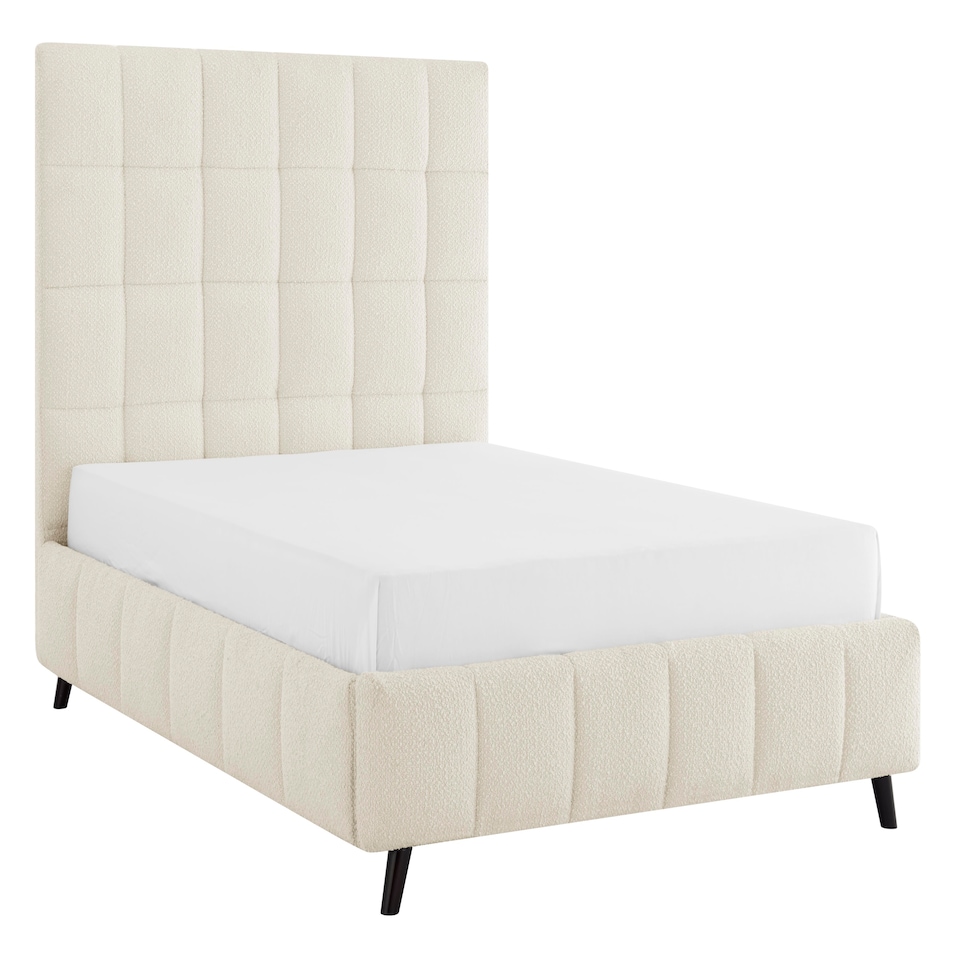 image 1 of 5ft King Size Ivory White,Tall Headend Headboard Soft Fabric Boucle Upholstered Bed Frame