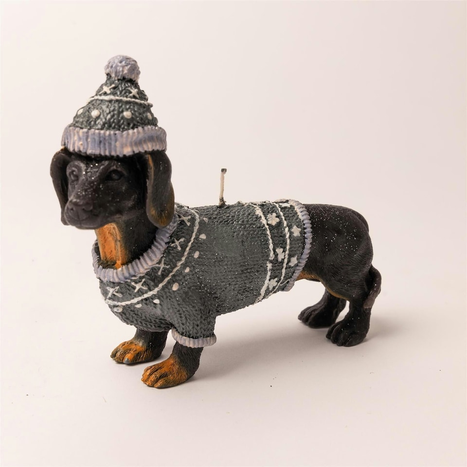 image 1 of Shatchi 20x14cm Dachshund Wiener Figurine Room Aesthetic Cute Dog Shaped Decorative Candle Gifts for Animal Lover, Wax, Black