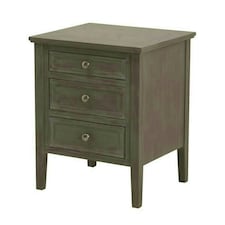 The Serene Collection Three Drawer Bedside Table - Wood - L43 x W48 x H59 cm - Grey
