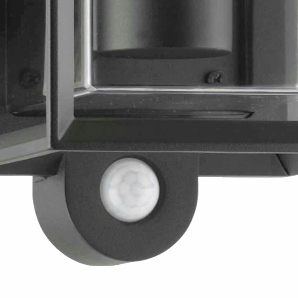 image 1 of Set of 2 Brandon - Black Motion Sensor Outdoor Wall Lights Black | Clear