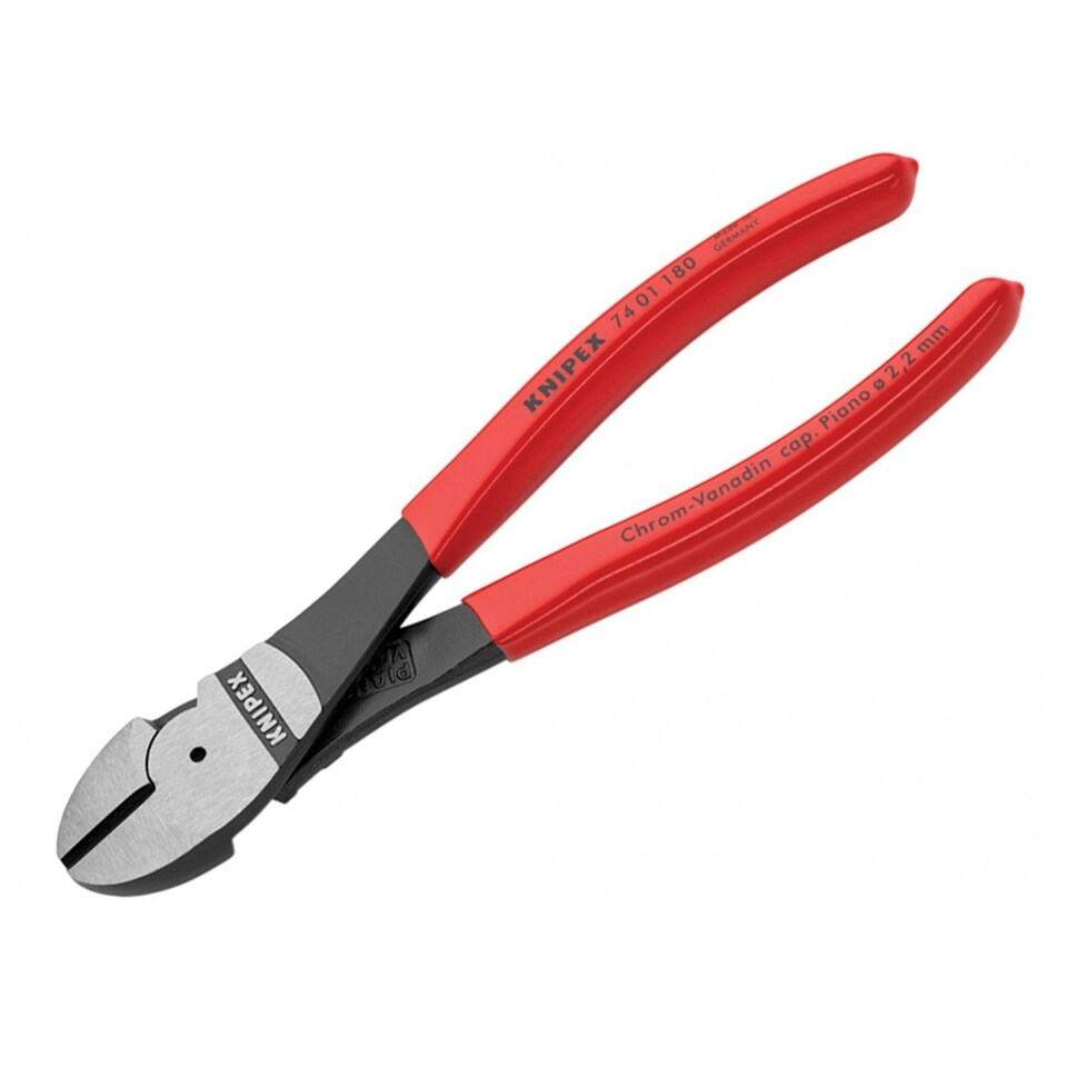 Knipex 74 01 Series High Leverage Diagonal Cutters, Plastic Coated Grips - Multi Colour - 180mm