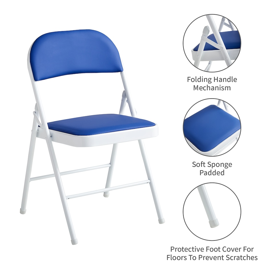 image 1 of MCC Direct Set of 4 Folding Metal Dining Chairs Kitchen Padded Seats
