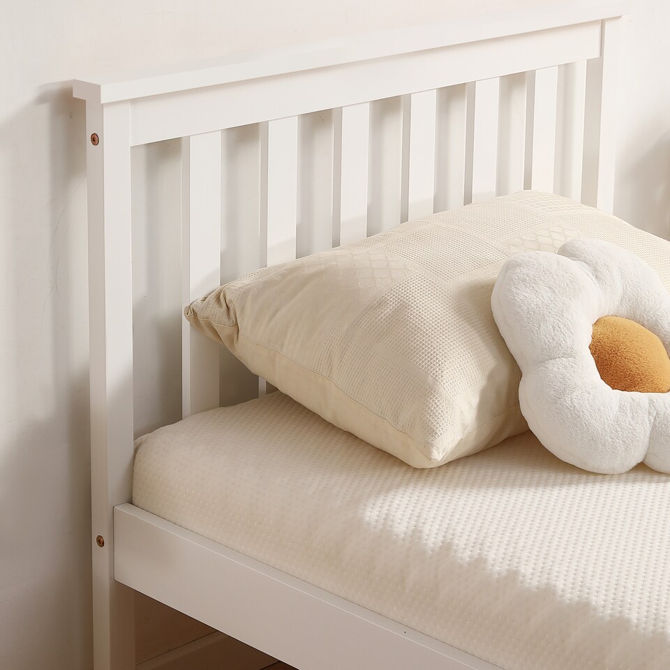 image 1 of 3ft Single Wooden Bed Frame In White