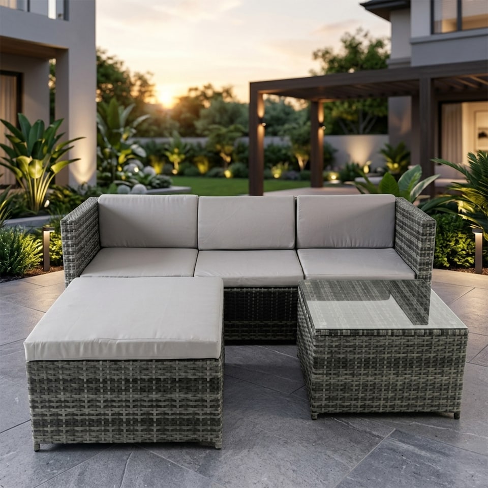 image 1 of Alivio 4 Seater Outdoor Rattan Corner Sofa & Coffee Table Set
