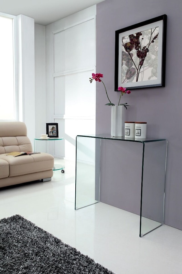 image 1 of Crystal Small Stylish Curved Glass Hallway Console Table | Clear | Clear