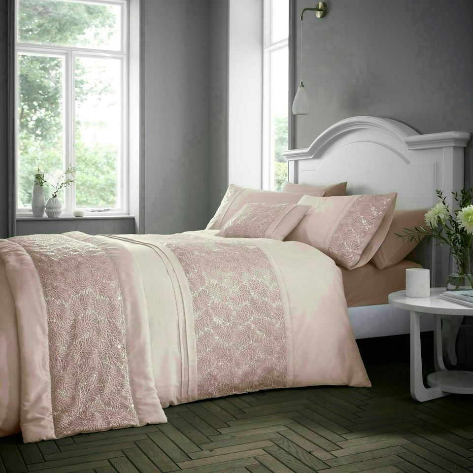 image 1 of Portfolio Home Rouen Embellished Sequins Bedding Duvet Cover Set Pink | Double