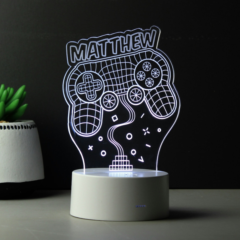 image 1 of Personalised Name Gaming LED Colour Changing Night Light