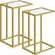 image 8 of Set of 2 Tempered Glass Sofa Side Table Gold