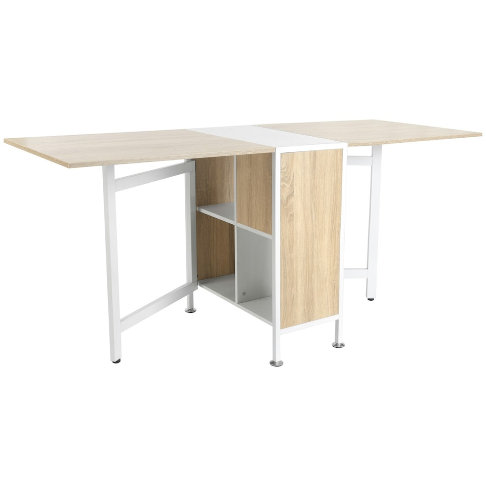 image 1 of Homcom Foldable Dining Table - Oak & White | Folding Computer Desk