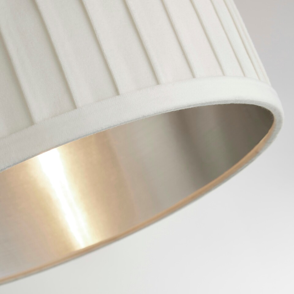 image 1 of PLEATED VELVET IVORY SHADE WITH SILVER INNER - 40CM
