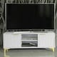 image 2 of Bold TV unit 120cm white ribbed fronts gold accents | White | One Size | 1