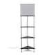image 1 of ValueLights Taska Black Wooden 3 Tier Corner Floor Lamp with Grey Fabric Shade and Storage Shelves - Bulb Included | Black