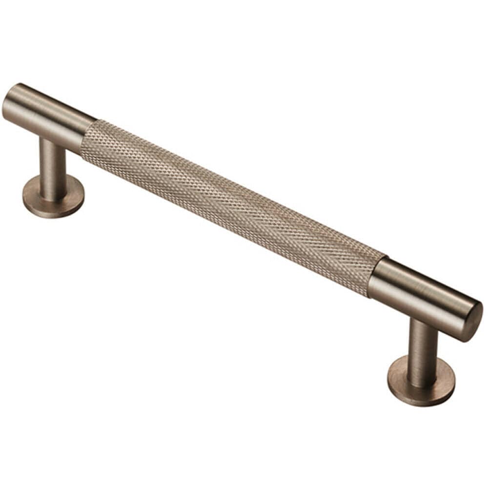 Loops Knurled Bar Door Pull Handle 158 x 13mm 128mm Fixing Centres Satin Nickel in Metallics