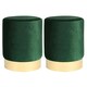 image 1 of Harbour Housewares Set Of 2 Green Velvet Round Pouffes Ottoman Footrest Stools Stylish Lounge 29 x 36cm Green
