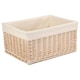 image 5 of Wicker Small White Lined Storage Basket | White | White