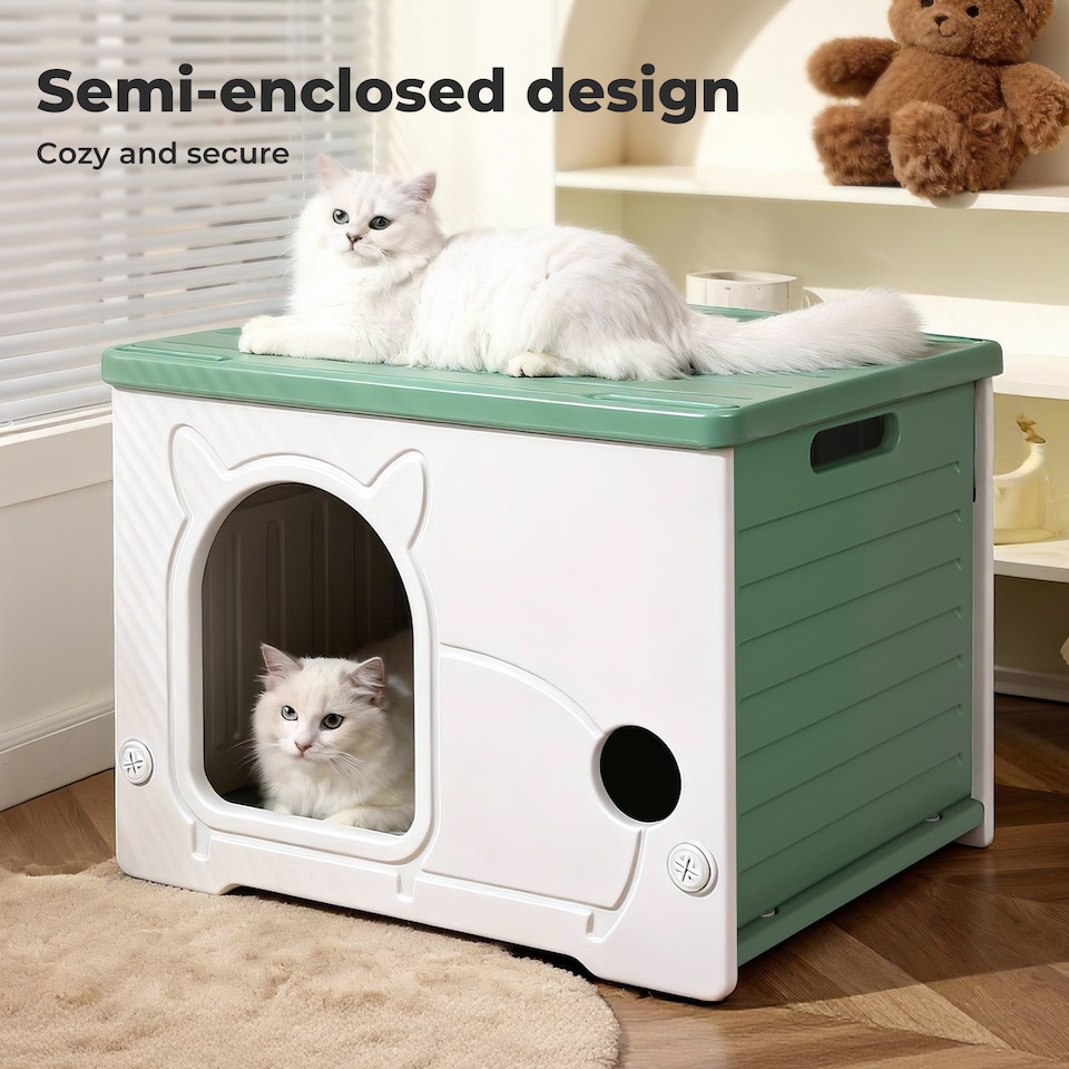 image 1 of Skylos Dog Kennel Plastic Puppy Shelter Pet House Weatherproof Outdoor Indoor
