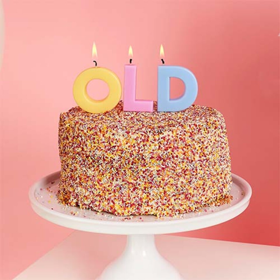 image 1 of Assorted Pastel Colour Old Spellout Birthday Wax Candles