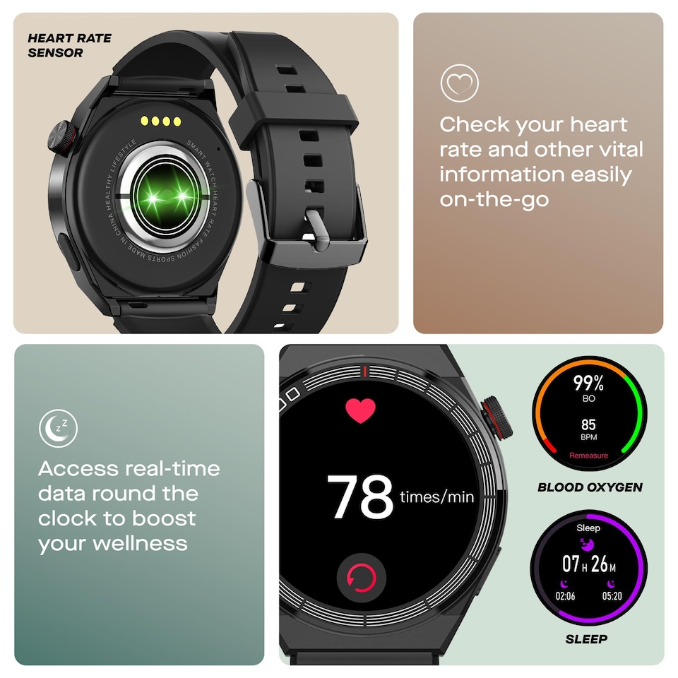 image 1 of Daewoo CNX Smartwatch Calls, Notifications & Fitness Tracking - Black